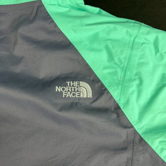 The North Face Jacket Women Medium HyVent Grey Green Full Zip Hooded Windbreaker - Picture 12 of 16